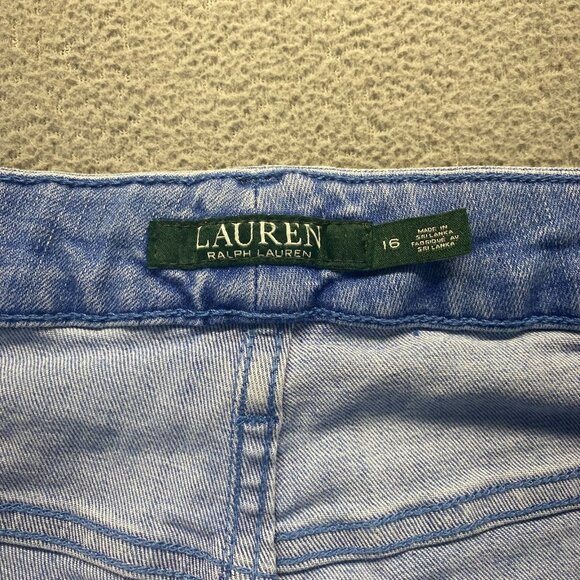 Ralph Lauren Embroidered Blue Straight Crop Jeans Size 16,Stretch,Capri pant - Picture 5 of 12